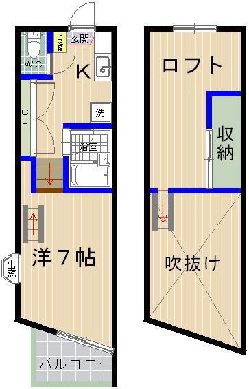スカイライフ香椎(1K/1階)の間取り写真