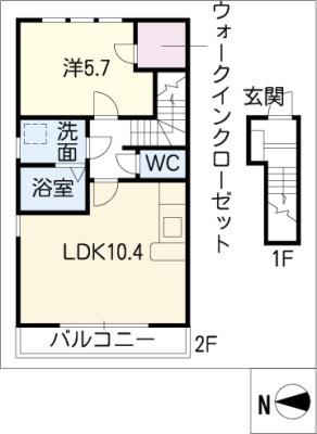 ヴァンヴェール(1LDK/2階)の間取り写真