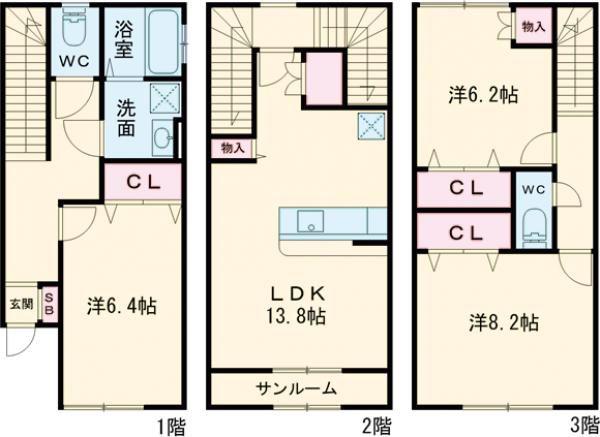 PRIM ROSEV(3LDK/1階)の間取り写真