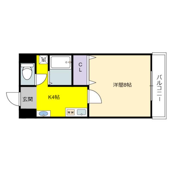 ブローニュ神山(1K/4階)の間取り写真