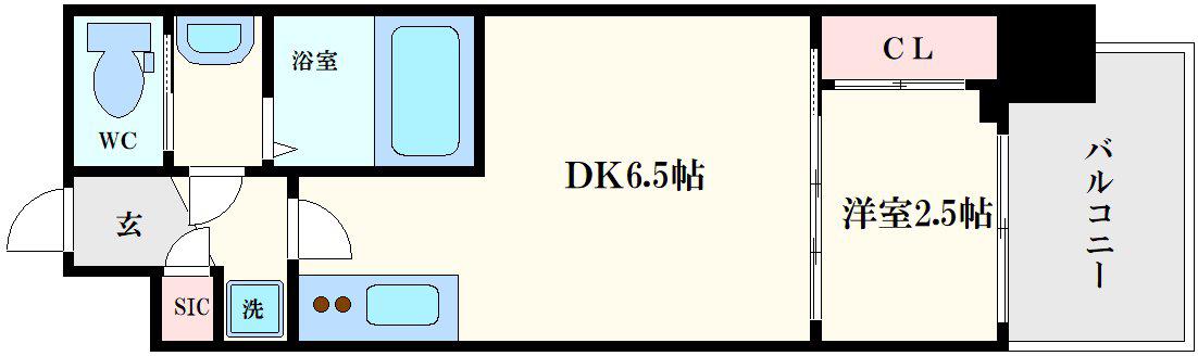 セレニテ中崎町リアン(1DK/9階)の間取り写真