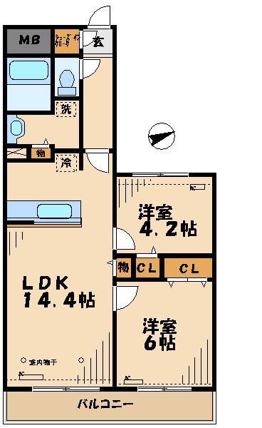 AZALETY上北沢(2LDK/1階)の間取り写真