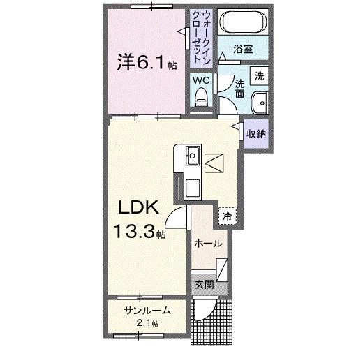 ロードクロジット(1LDK/1階)の間取り写真