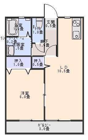 パルティータ(1LDK/1階)の間取り写真