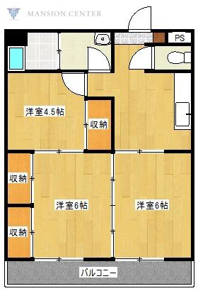 マンション石山カメリア(3DK/2階)の間取り写真