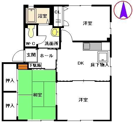 シャーメゾン中曽根A棟(3DK/1階)の間取り写真