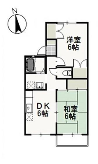 エスポワール国富B(2DK/2階)の間取り写真