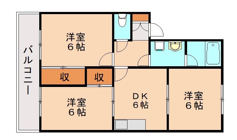 ジュネス引野(3DK/1階)の間取り写真
