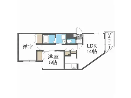 フランシーズ北10条(2LDK/3階)の間取り写真