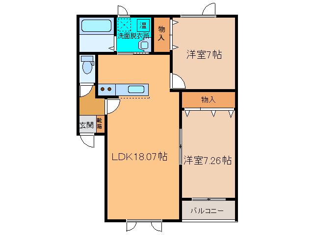 コルサK(2LDK/2階)の間取り写真