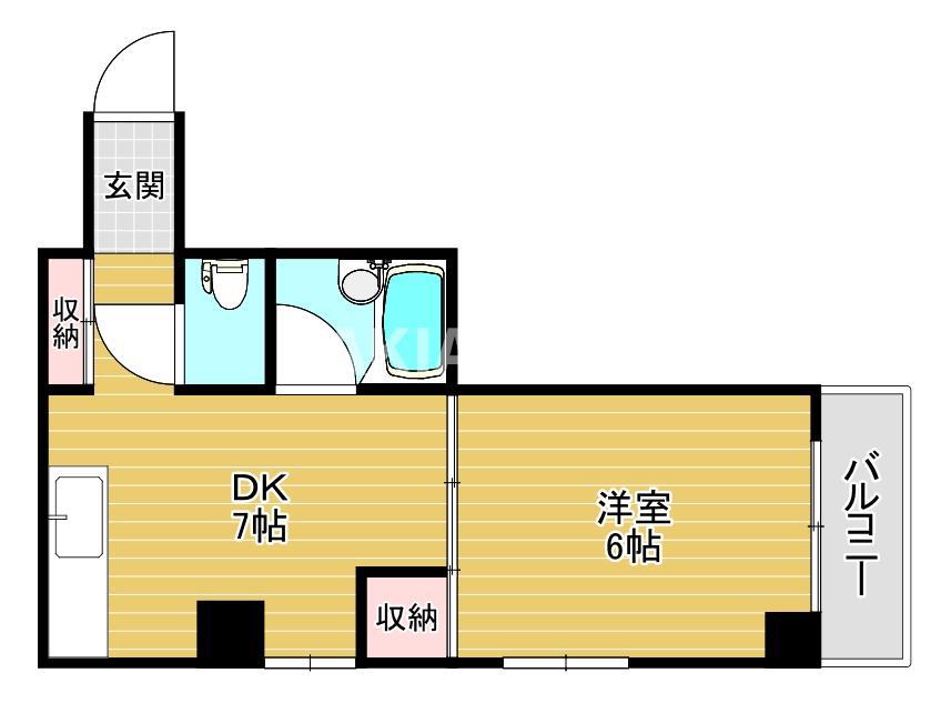 夕陽丘フォス・フォルス(1LDK/2階)の間取り写真