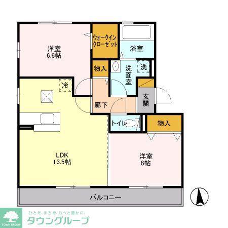 ラヴィエール(2LDK/1階)の間取り写真