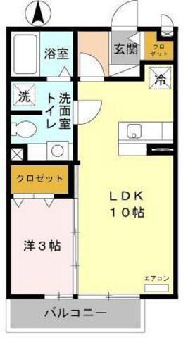ジャスミン.H.I(1LDK/1階)の間取り写真