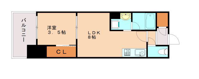 リビオシティ神戸名谷(1LDK/5階)の間取り写真