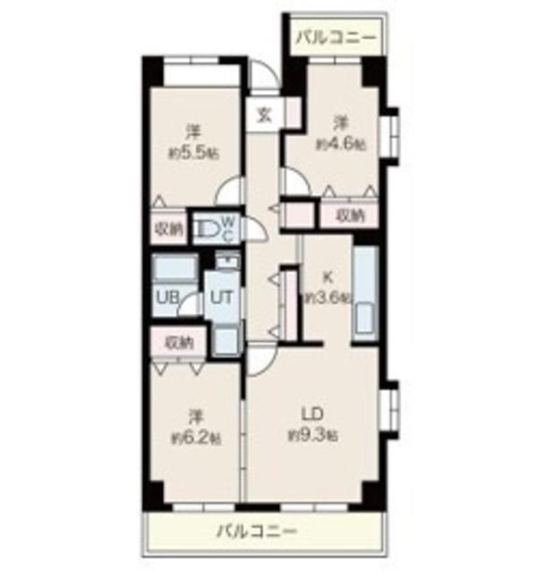 目黒本町マンション(3LDK/3階)の間取り写真