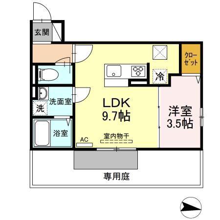  D-ROOM東浜町(1LDK/1階)の間取り写真