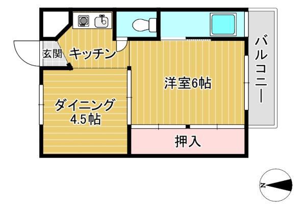 ビレッジハウス長岡 3号棟(1DK/2階)の間取り写真