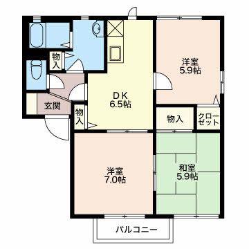 フォーレスコスモス A棟(3DK/2階)の間取り写真