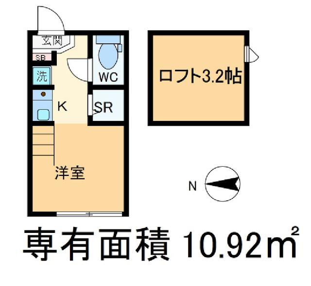 スフレS(ワンルーム/1階)の間取り写真