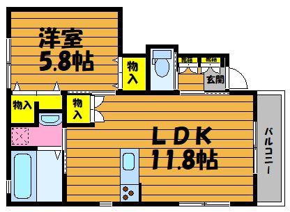 フィカーサ上富井(1LDK/1階)の間取り写真