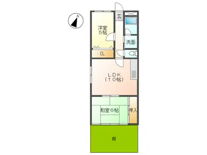 霞町壱番館(2LDK/1階)の間取り写真