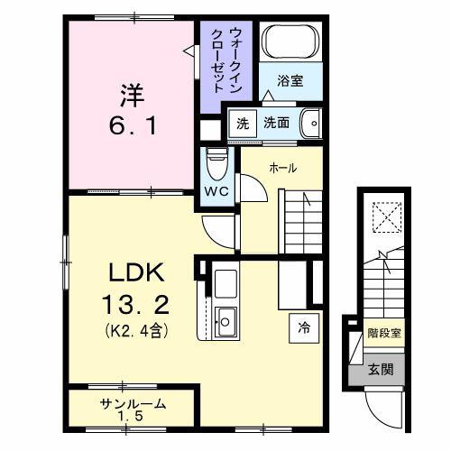 ヴィラ・グレイスⅡ(1LDK/2階)の間取り写真