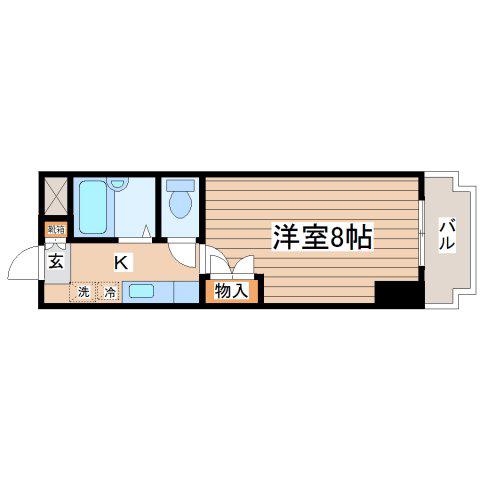 アイショウプラザ旭ヶ丘V(1K/4階)の間取り写真