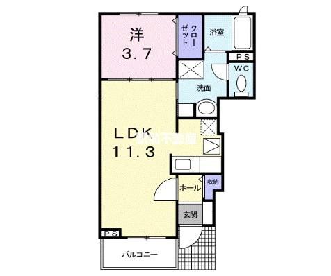 リヴィエール(1LDK/1階)の間取り写真