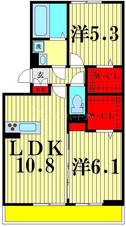 愛宕ビューハイツ 2(2LDK/2階)の間取り写真