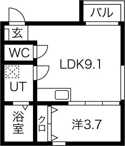 プリシェール中小田井(1LDK/1階)の間取り写真