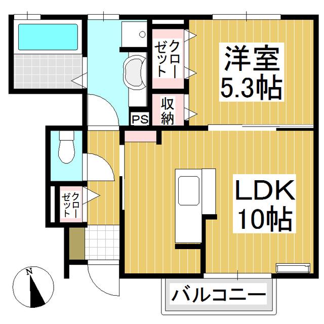 パルテール常磐城(1LDK/1階)の間取り写真