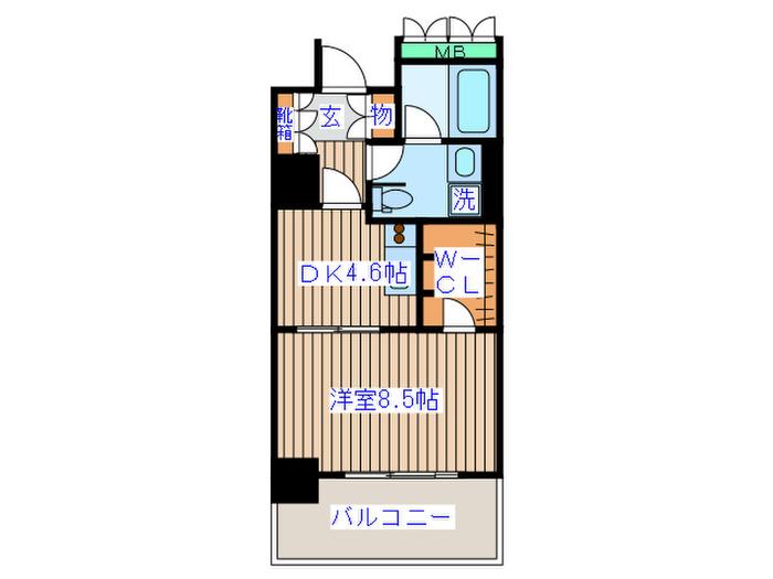 アップルタワーズ仙台ブローディアタワー(1DK/12階)の間取り写真