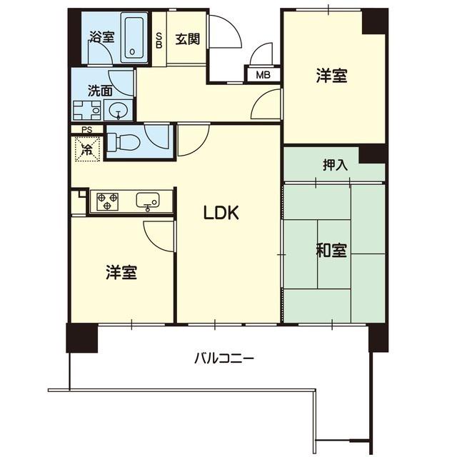 ロマネスク黒髪 603号(3LDK/6階)の間取り写真