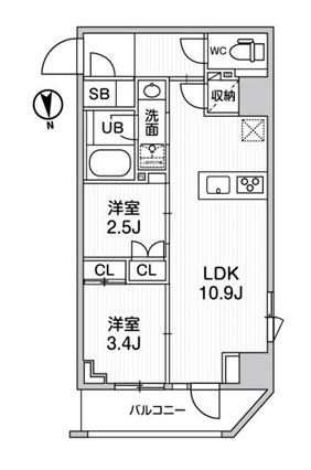 ニド新御徒町(2LDK/5階)の間取り写真