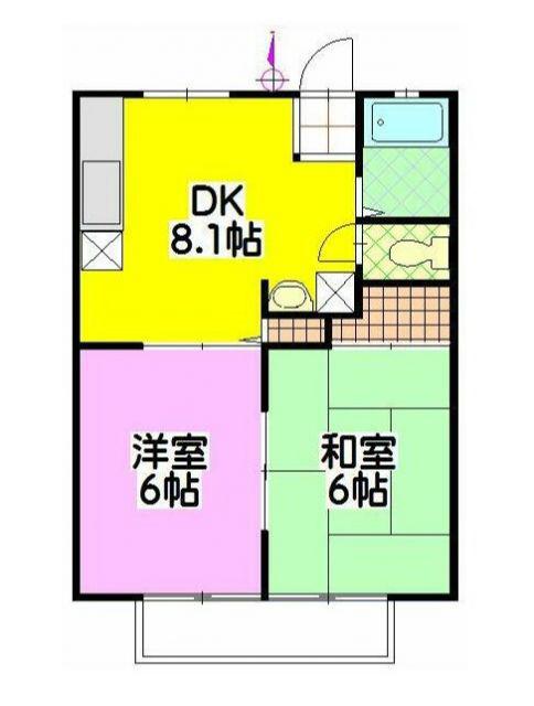 ヴィヴァース絹の台 B(2DK/2階)の間取り写真