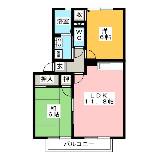 サンシャインA(2LDK/2階)の間取り写真