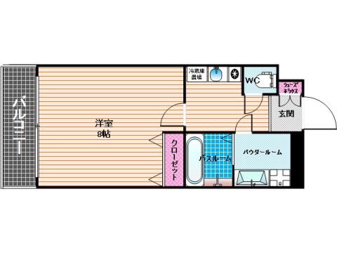 ビエラコート大橋(1K/3階)の間取り写真