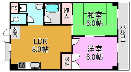 TSUJIHANAビルディング(2LDK/5階)の間取り写真
