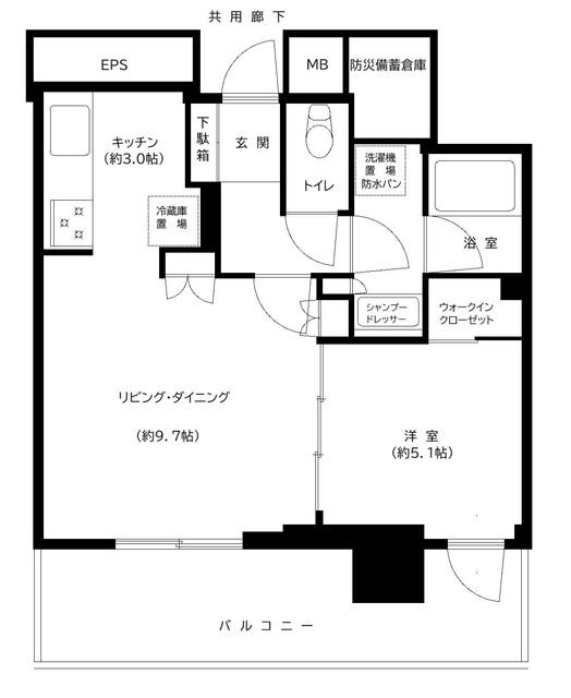 大宮スカイ&スクエア ザ・レジデンス(1LDK/5階)の間取り写真