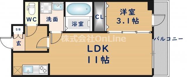 Mプラザ小阪駅前(1LDK/11階)の間取り写真