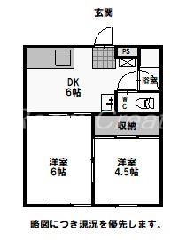 西川アパート(2DK/1階)の間取り写真