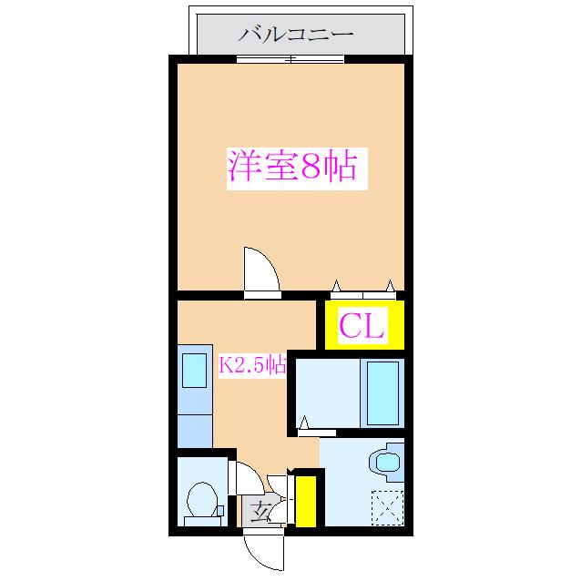 ライオネスIIA(1K/2階)の間取り写真