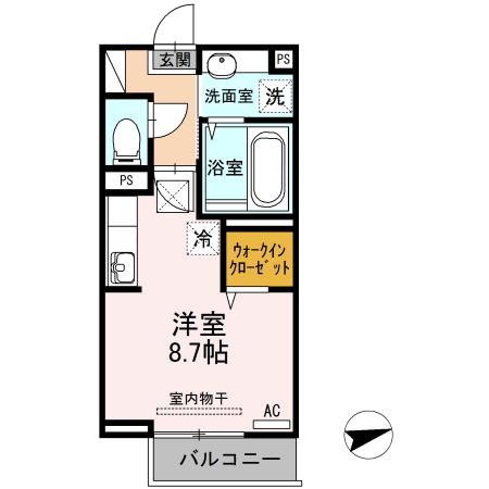 クレストシエル(ワンルーム/1階)の間取り写真