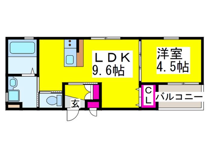 フィアスコート松之浜II(1LDK/2階)の間取り写真