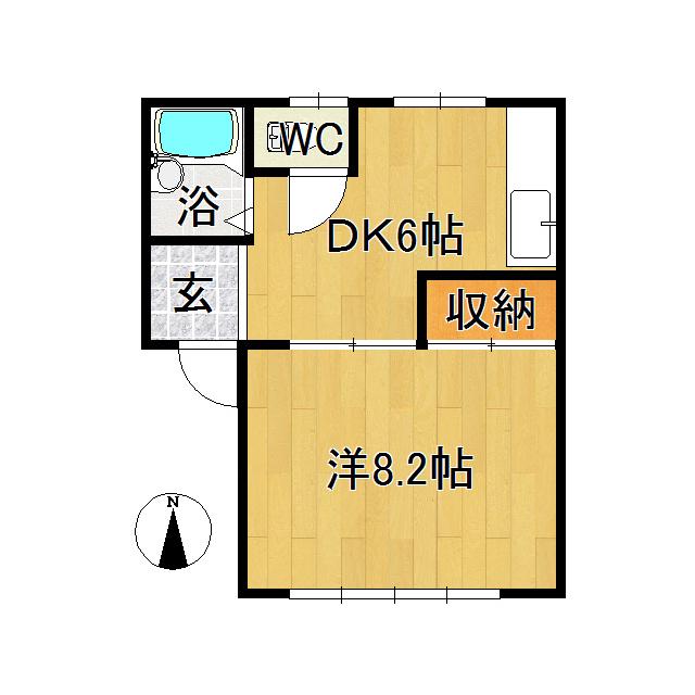 タイムコーポIII(1DK/2階)の間取り写真