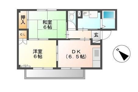 グランデージ小田渕A(2DK/1階)の間取り写真