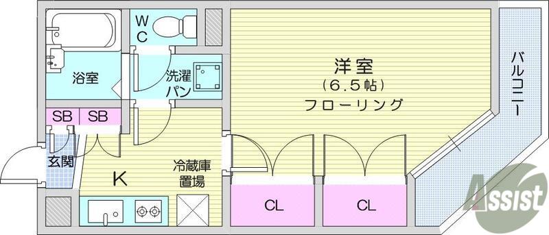 リエス南仙台(1K/3階)の間取り写真