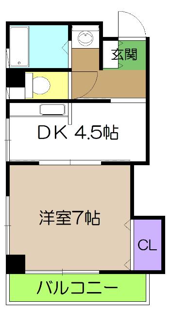 ネオクレメント(1K/4階)の間取り写真