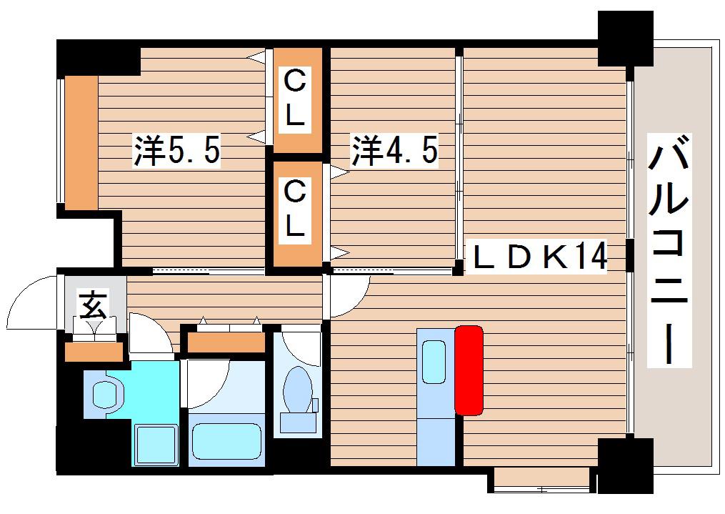 ザ・ブリスフルフォート仙台駅東(2LDK/11階)の間取り写真