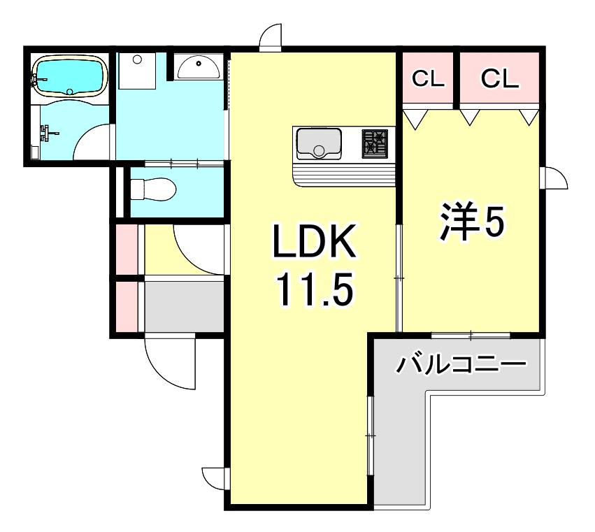 リジェール北口(1LDK/2階)の間取り写真